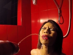 Ladyboy Kim Blows A Dick And Gets Pissed On