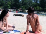Nude beach girl gets together with her friends